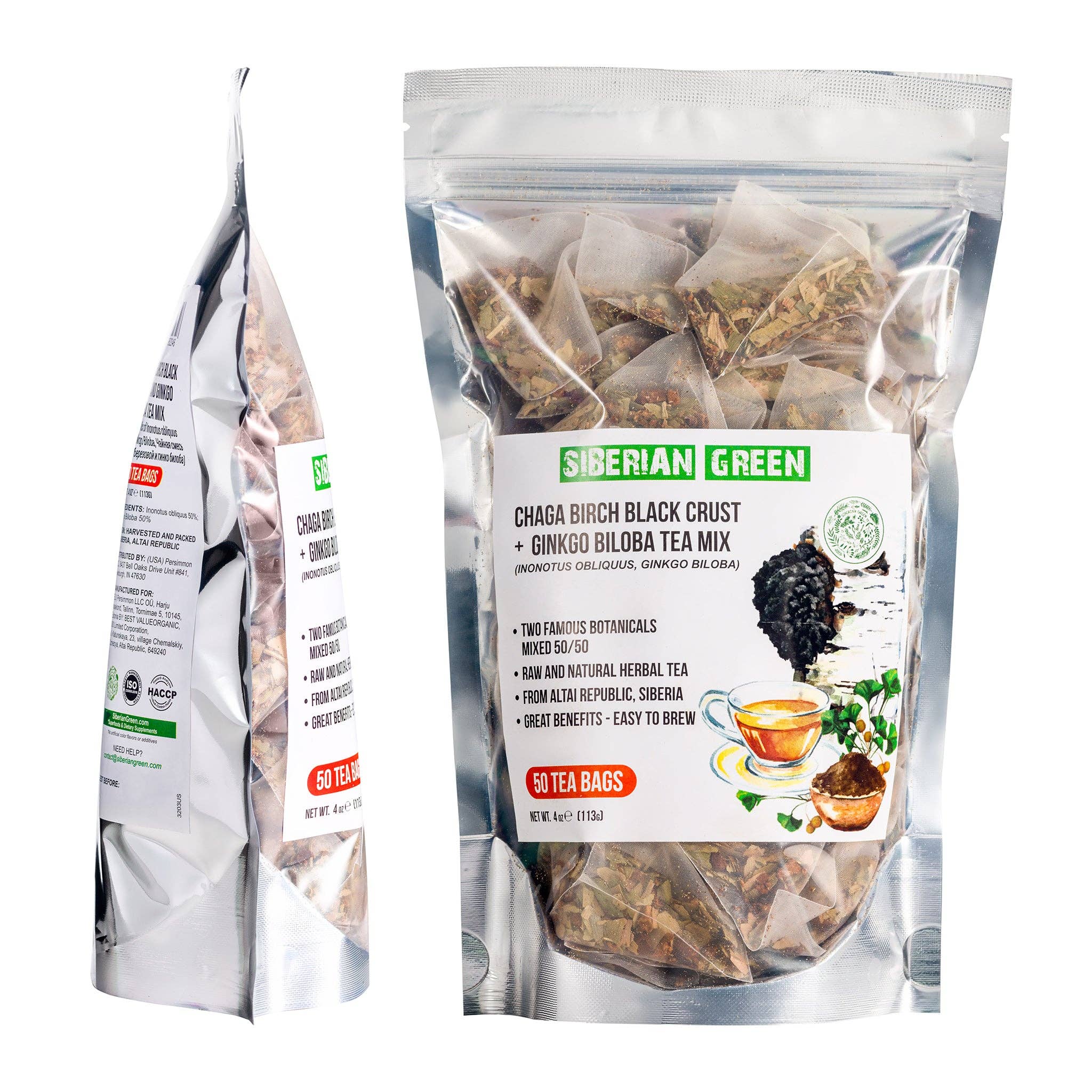 SiberianGreen - Wholesale Tea Bags - Siberian Green Ginkgo Biloba Tea with Chaga – 50 Tea Bags7