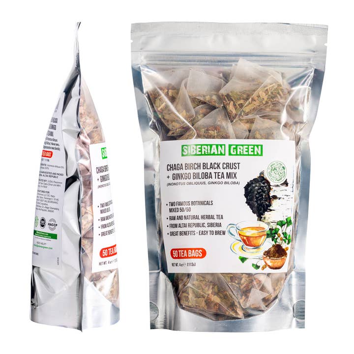 SiberianGreen - Wholesale Tea Bags - Siberian Green Ginkgo Biloba Tea with Chaga – 50 Tea Bags7