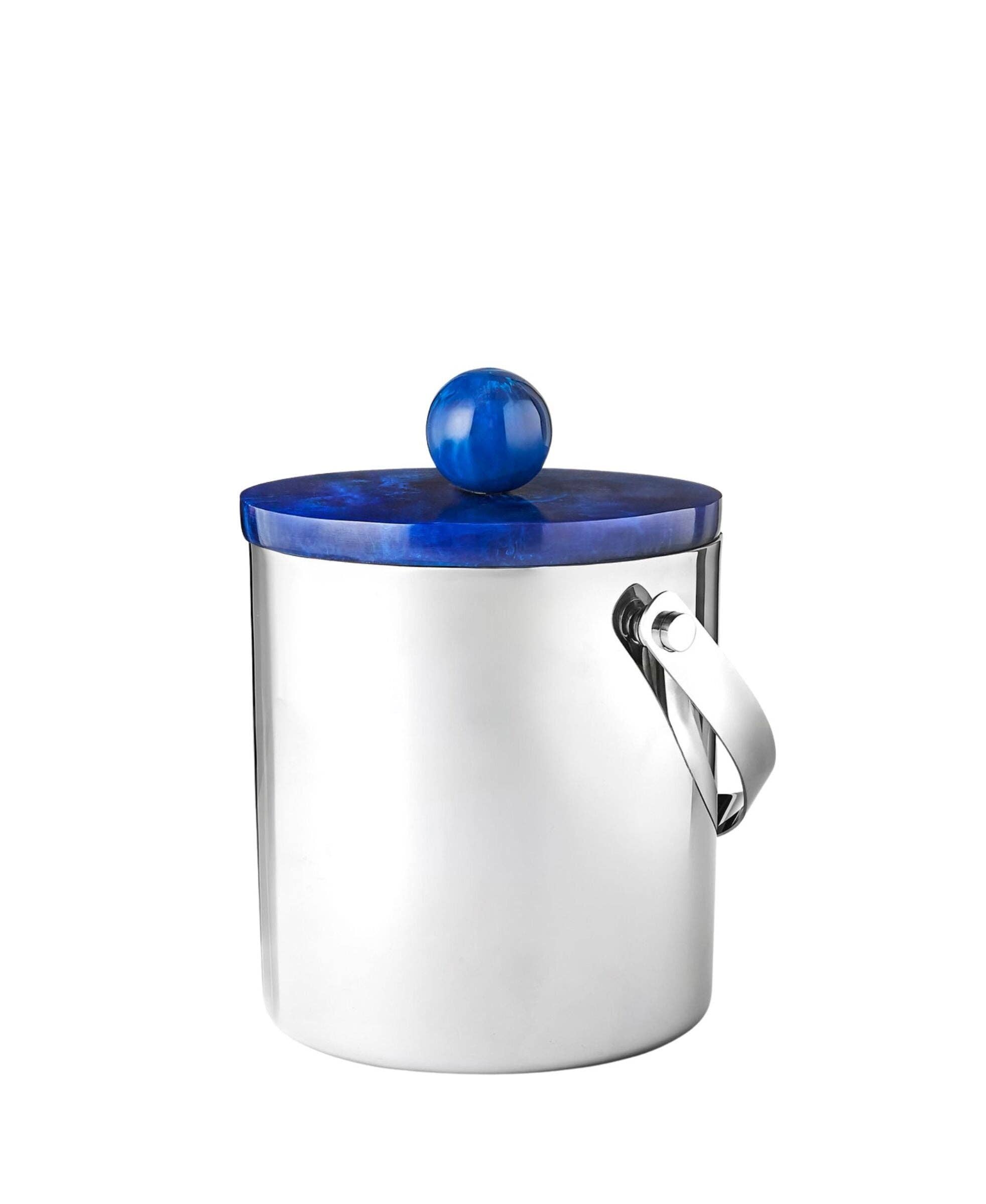 Godinger - Wholesale Ice Bucket - Azure Blue Resin & Stainless Steel Ice Bucket