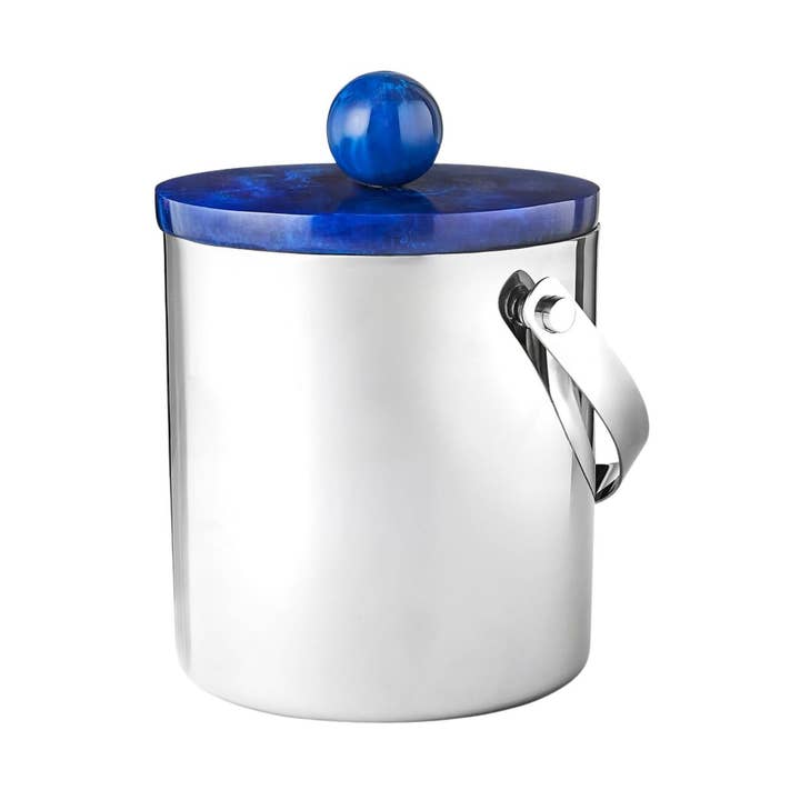 Godinger - Wholesale Ice Bucket - Azure Blue Resin & Stainless Steel Ice Bucket0