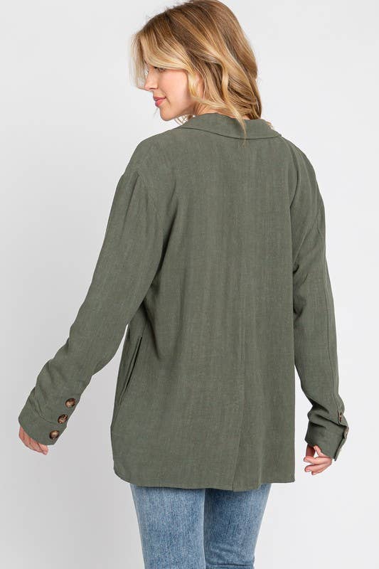 Olive Collar One Button Blazer Jacket - FC1198 for wholesale on Faire3