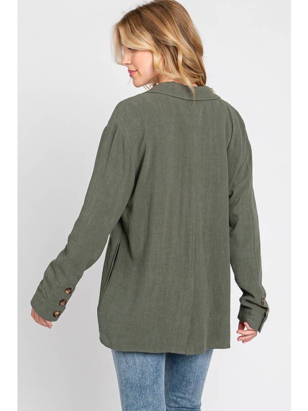 Olive Collar One Button Blazer Jacket - FC1198 for wholesale on Faire3