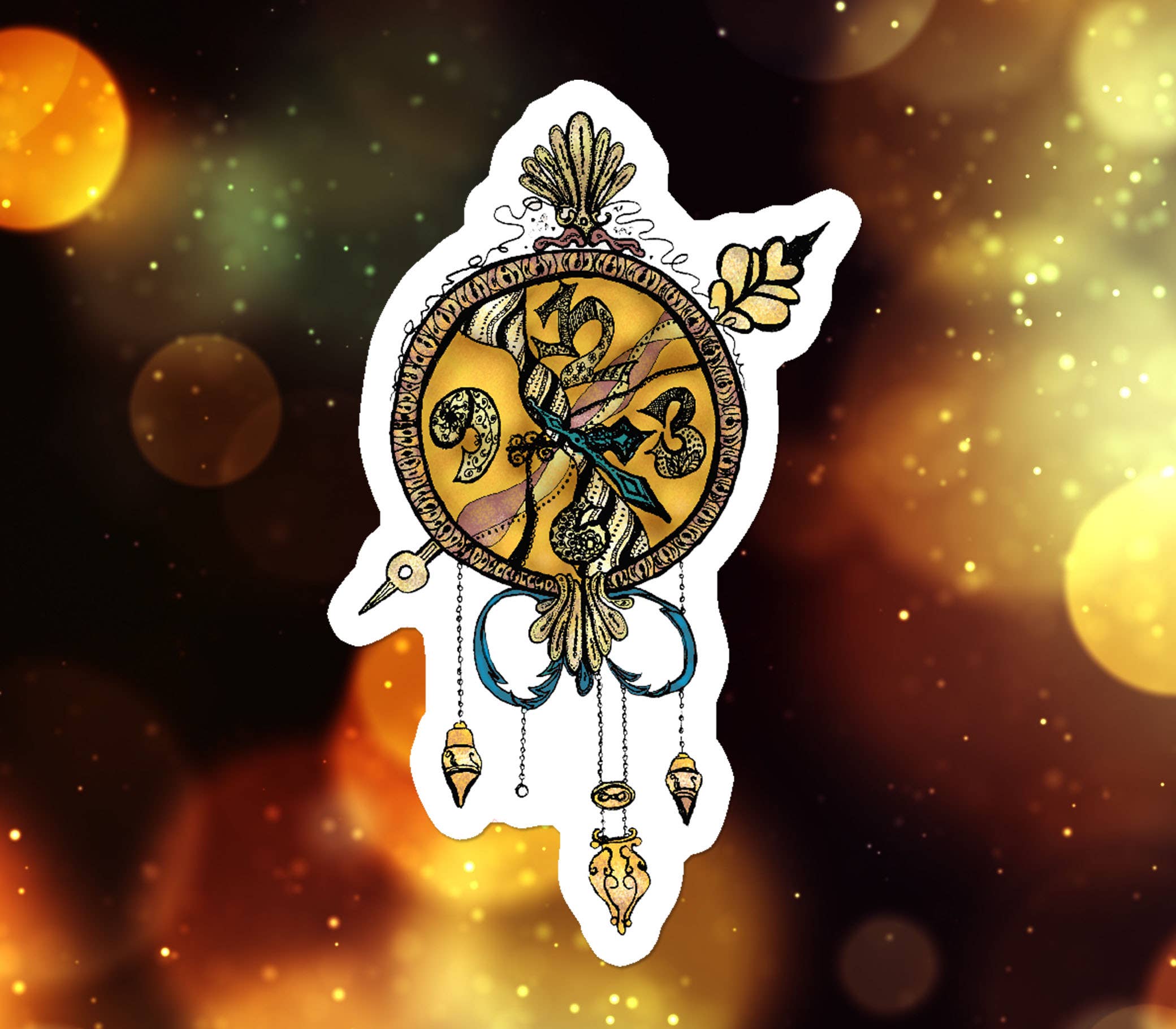 Katekreates – Engroshandel Klistermærke – Steampunk Bedstefar ur, 3“ Sticker, vintage ur2