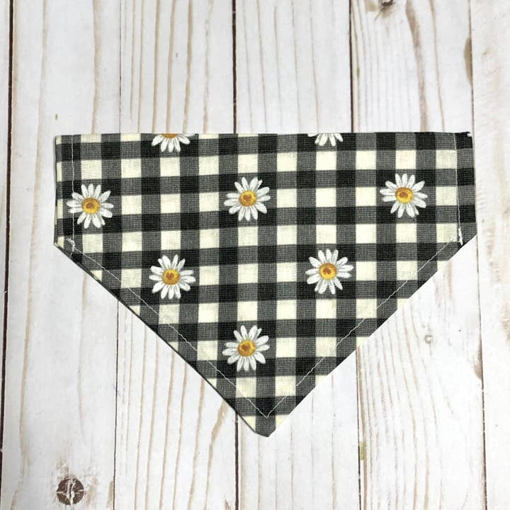 Daisy Check Fabric Pet Bandana for wholesale by MDStickerShop