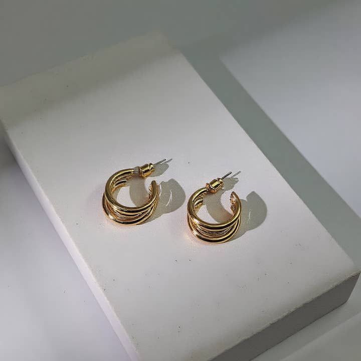 Revelari - Wholesale Hoop Earrings - Classic Triple Tube C-Hoop Earrings1