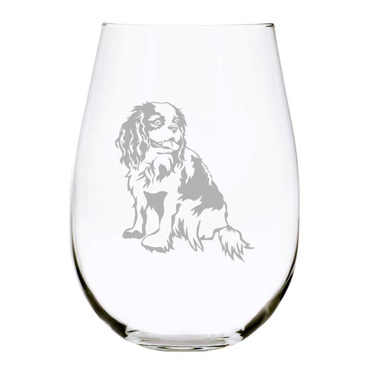 Verre à vin sans pied pour chien, sur le thème de l'épagneul Cavalier King Charles, 17 oz pour la vente par C&M Personal Gifts