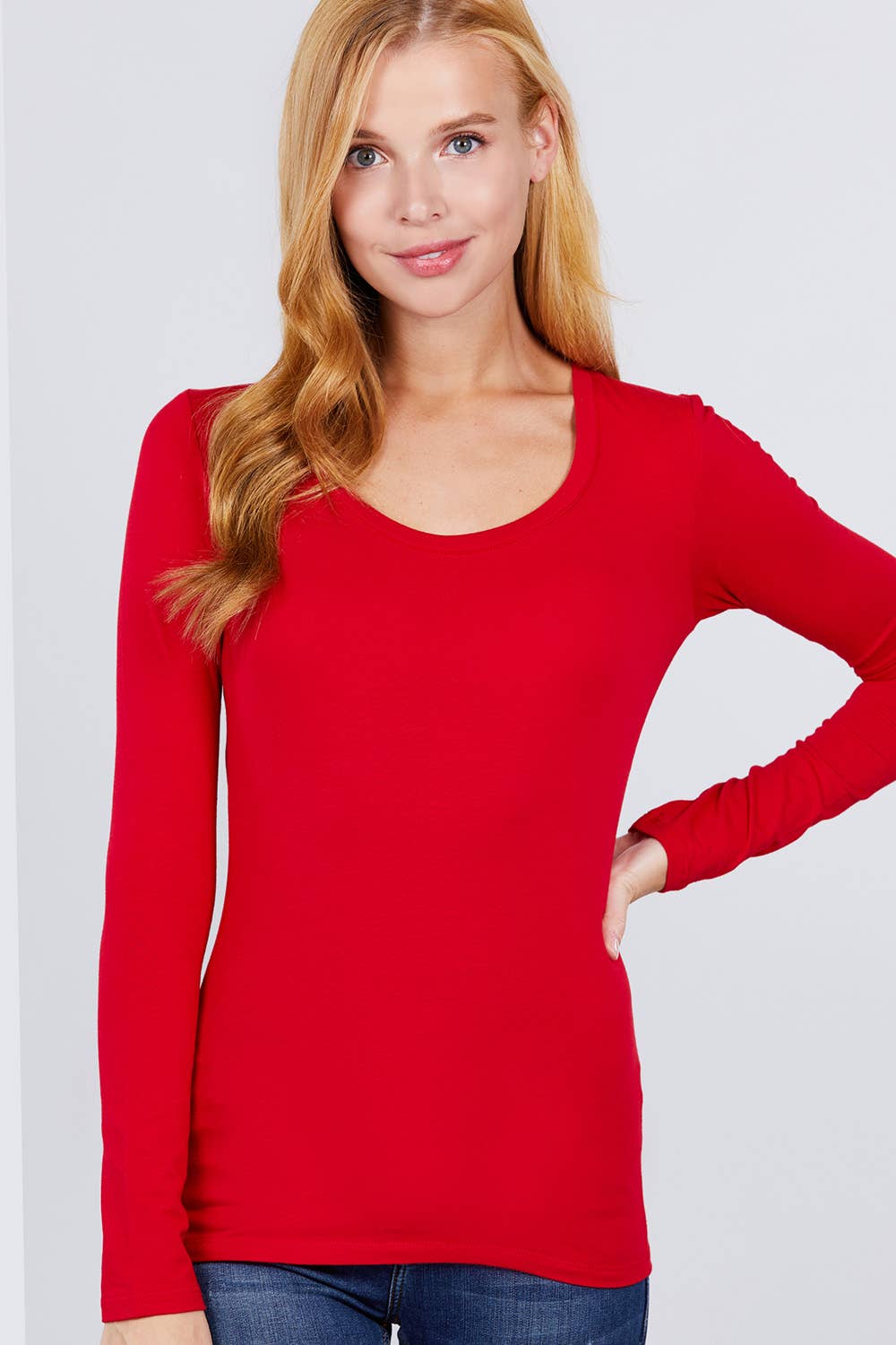 Active Basic | Active USA - Wholesale Knit Top - Women's - Long Sleeve Scoop Neck Top59