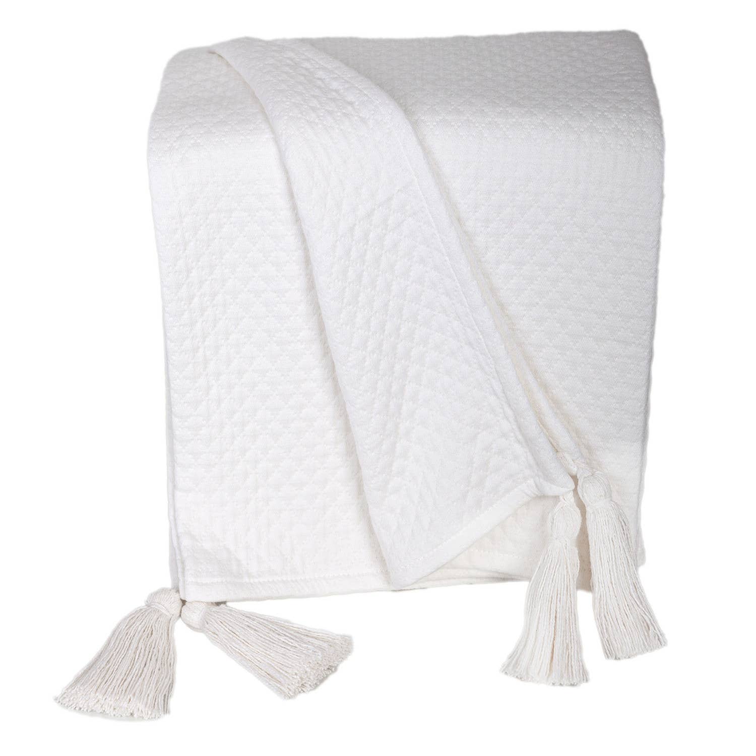 HomeRoots - Wholesale Throw Blanket - 60" X 50" White Woven Cotton Throw Blanket4