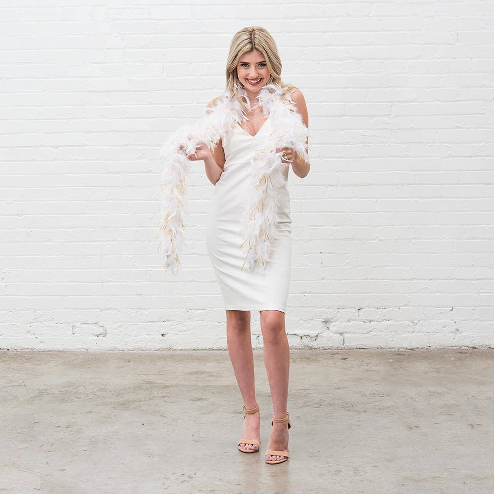 Weddingstar Inc. - Wholesale Costume - Women's - Sparkly Bachelorette Feather Boa - White2