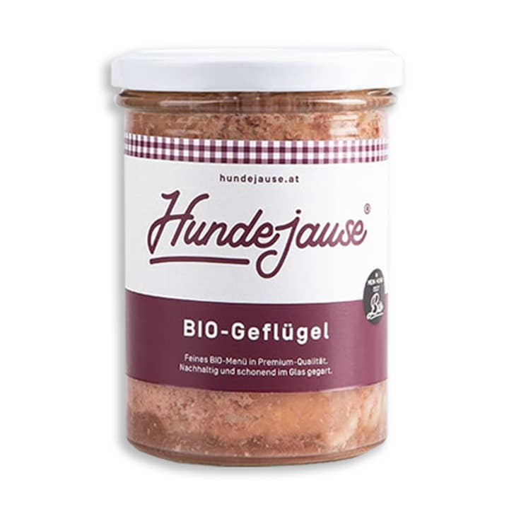 Organic poultry in a glass - dog food - complete meal for wholesale by B&W Werbeartikel GmbH - Doggyroller