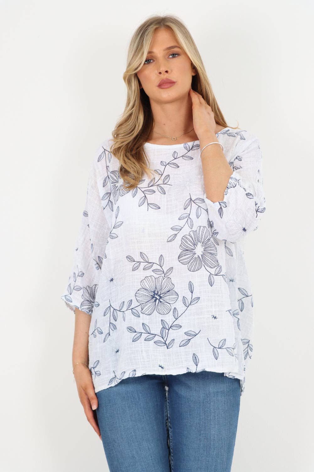 Miss Bold – Engroshandel Tunika - Dame – Italiensk bomuldsoverdel med blomsterprint50