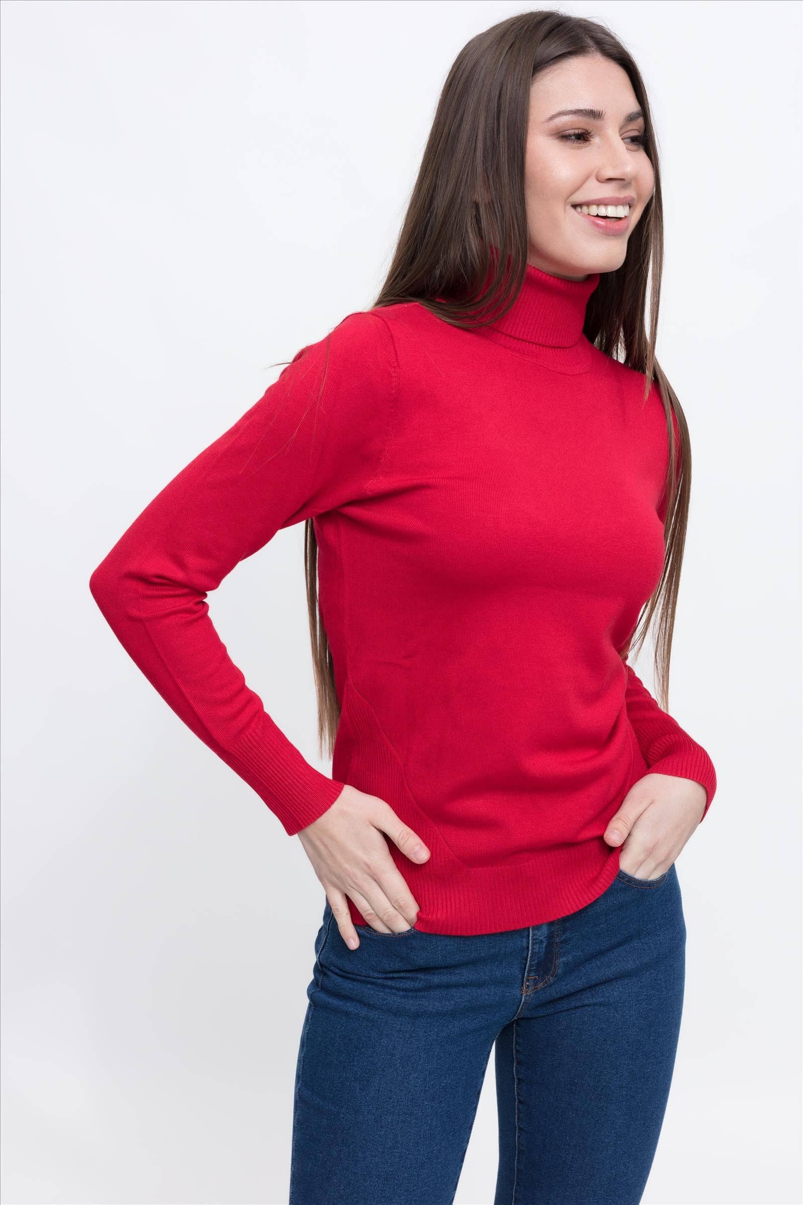CMS Love - Wholesale Knit Top - Women's - BASIC VISCOSE KNIT TURTLENECK JERSEY B2B11