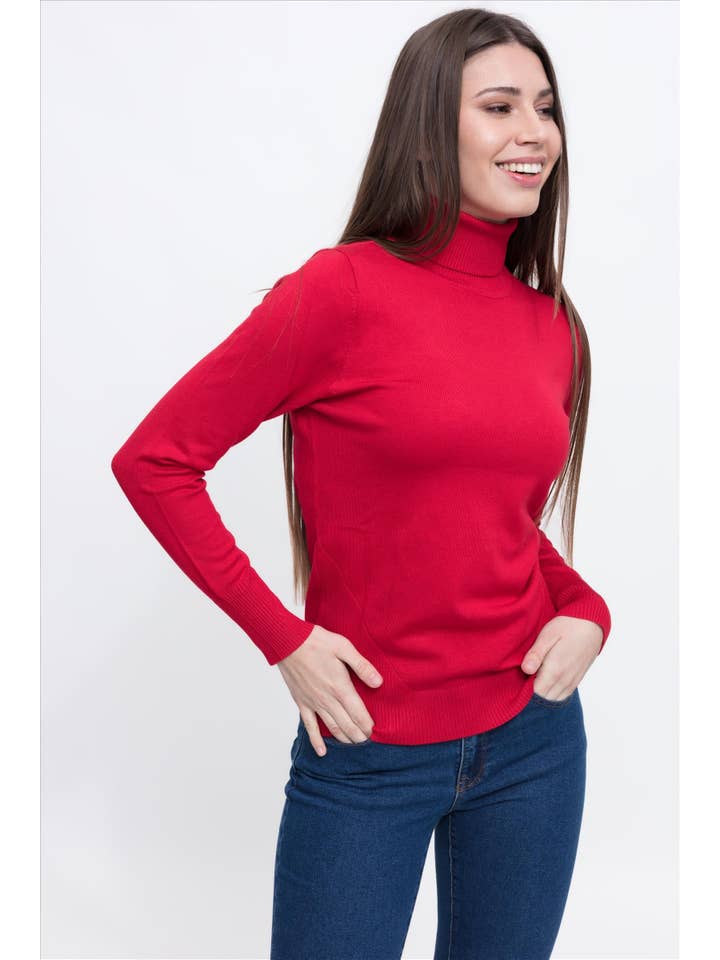 CMS Love - Wholesale Knit Top - Women's - BASIC VISCOSE KNIT TURTLENECK JERSEY B2B11