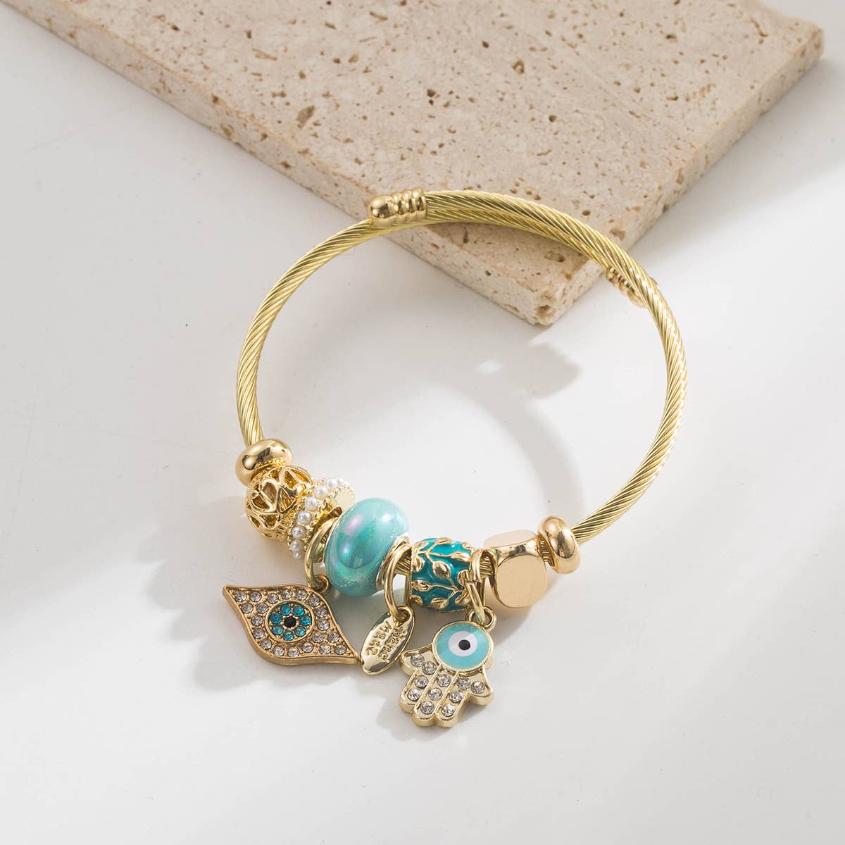 ACCITY - Wholesale Charm/Dangle Bracelet - Beaded Evil Eye Hand Charm Adjustable Bracelet_CWAJE059194