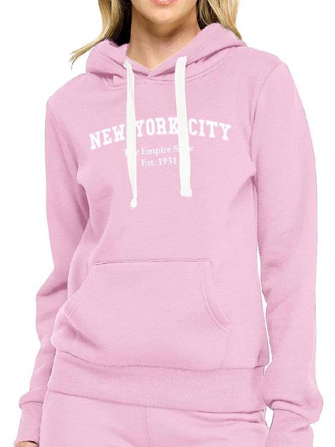 Pullover Fleece Hoodie With Ny City Embroidery for wholesale by Vanilla Monkey