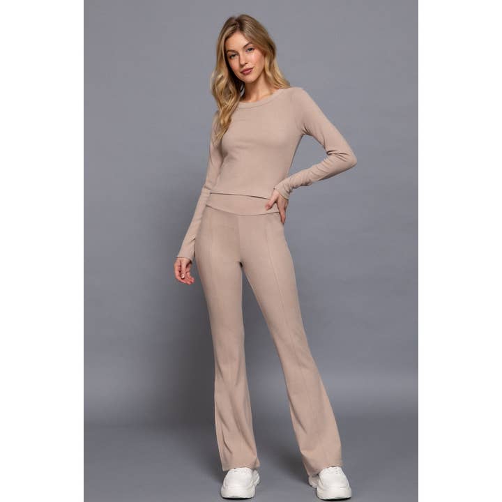 Style Up - Wholesale Lounge Set - Women's - Two Piece Crop Top Flare Pants Set