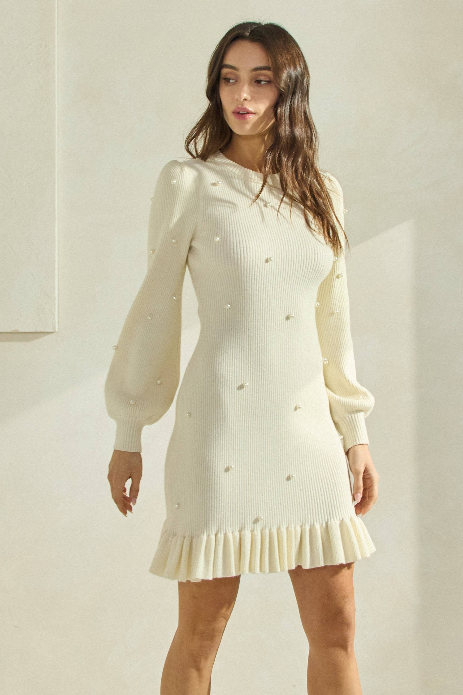 Able - Wholesale Dress - Women's - Pearl Embellished Knit Dress4