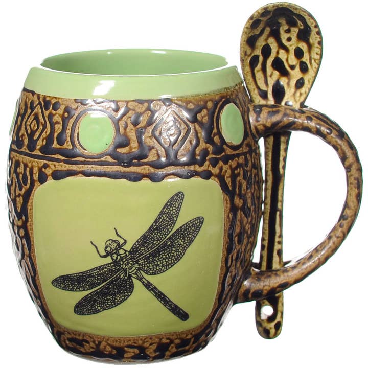 Always Azul Pottery - Wholesale Coffee Mug - Dragonfly Mugs with Spoons Box Set (made to order)
