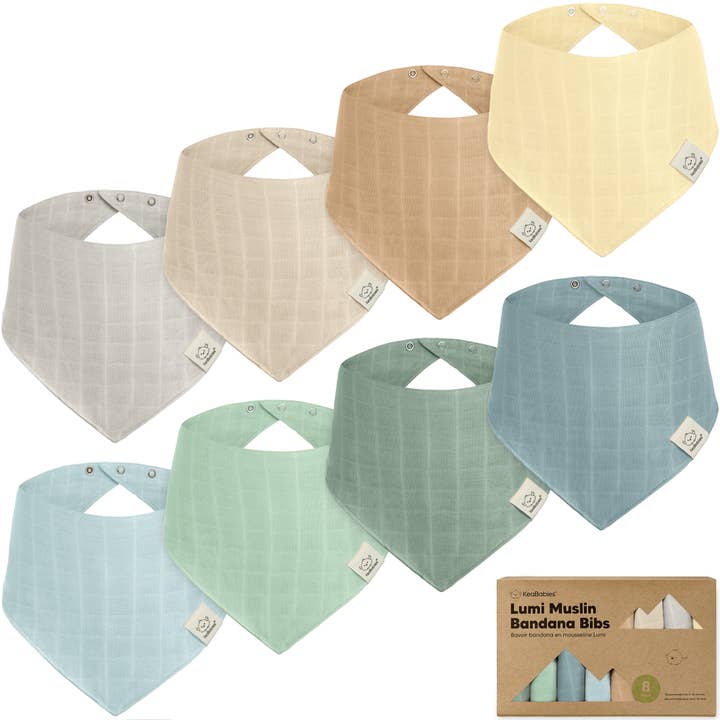 8pk Lumi Muslin Baby Bibs for Baby Boys, Baby Girls, Newborn for wholesale by KeaBabies