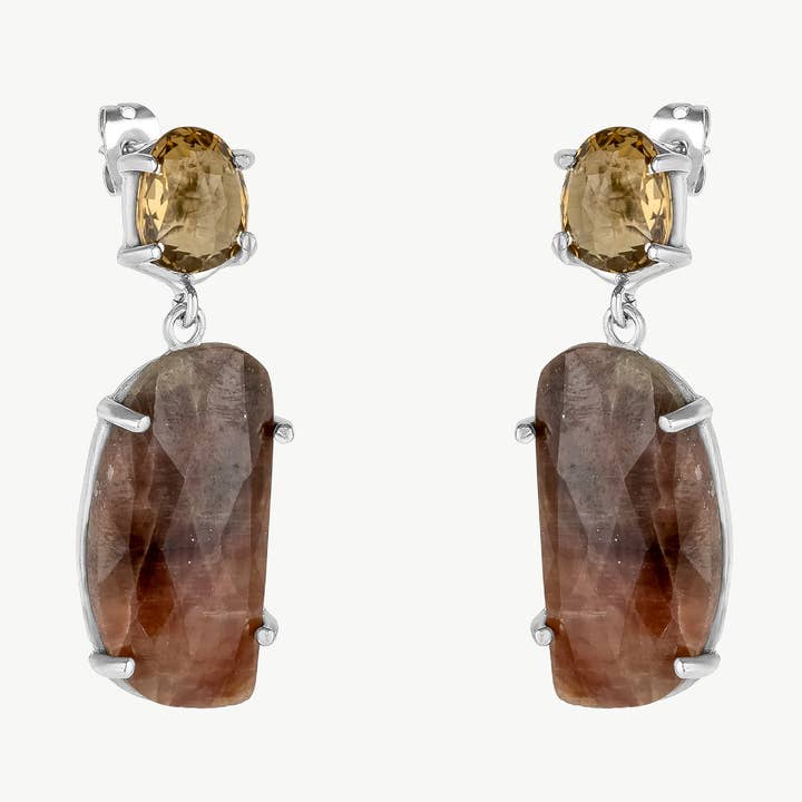 Pendientes de plata con gema púrpura colgante para venta al por mayor de Mejoma