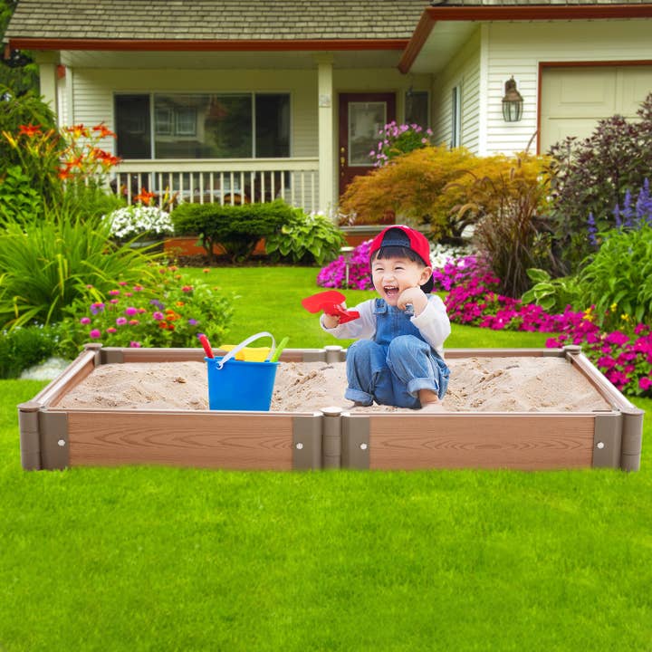 Quickway Imports – suporte para vasos de plantas por atacado – Caixa de plantador de flores de cama de jardim ao ar livre com aparência de madeira7