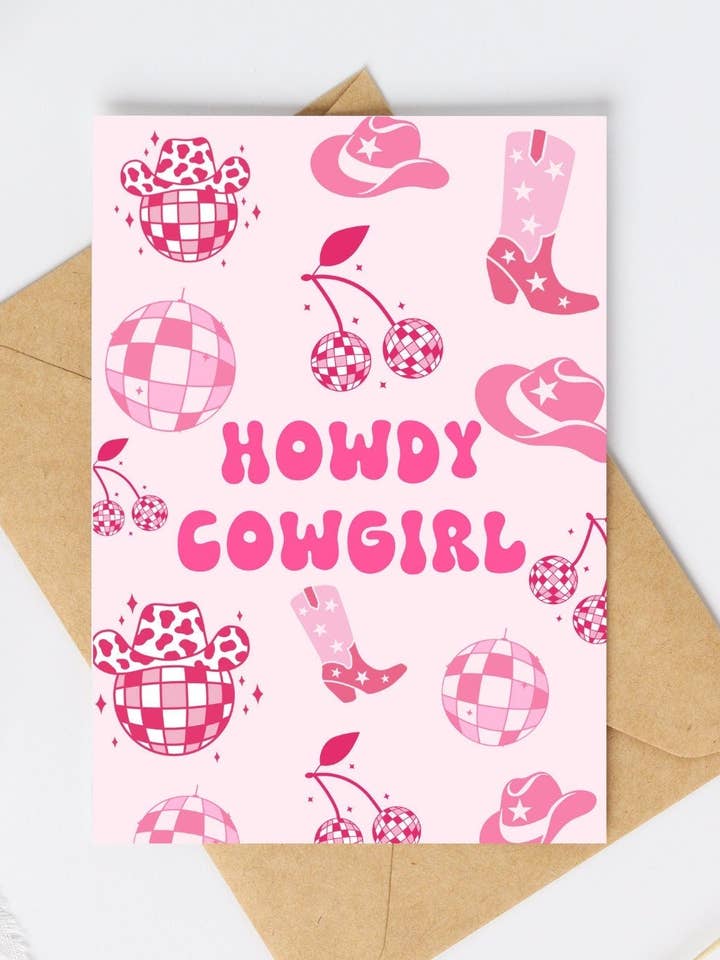 Howdy Cowgirl Greeting Card | Cowgirl Disco Birthday Card for wholesale by Fleurs on Sunday