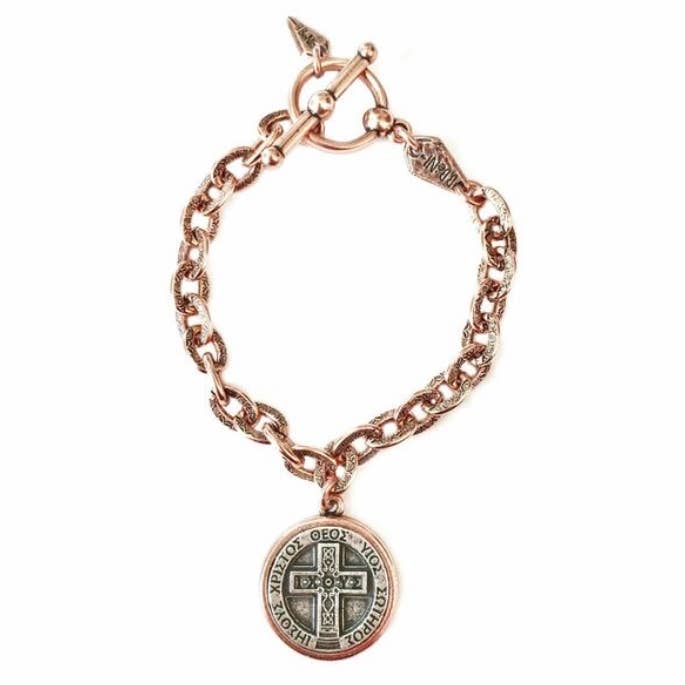B.BéNI® Christian & Jewish Jewelry - Wholesale Charm/Dangle Bracelet - Ixoye Engraved Link Charm Bracelet