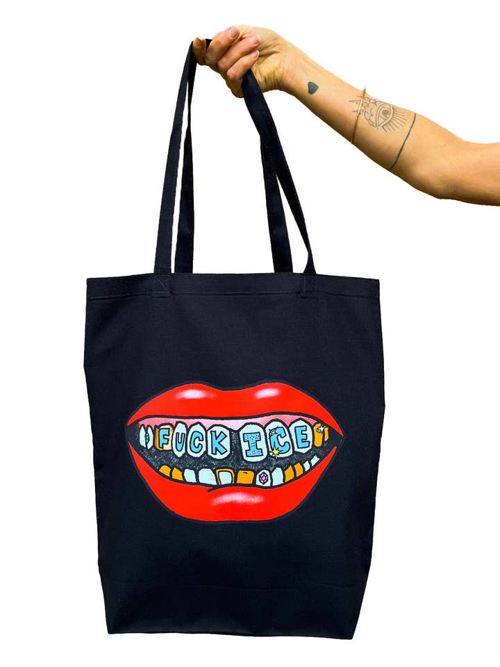 Fuck Ice Grin Tote for wholesale by Cosmic Shark Clothing