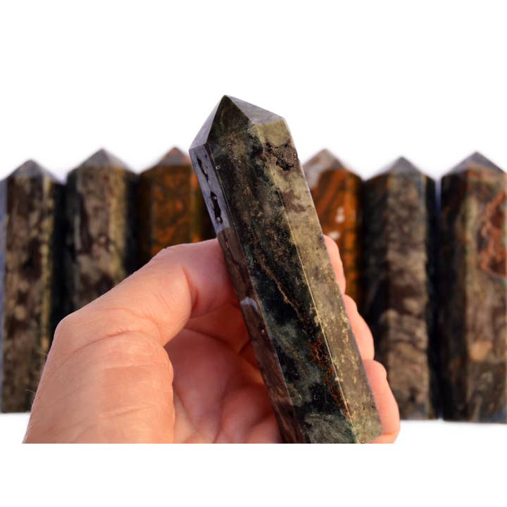 Ocean Jasper Tower Crystal (90mm) for wholesale by Kaia & Crystals