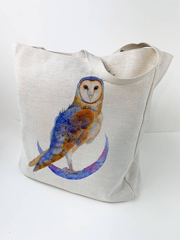 Bolso grande de lino/lona - Misterio - Búho común para venta al por mayor de Oladesign