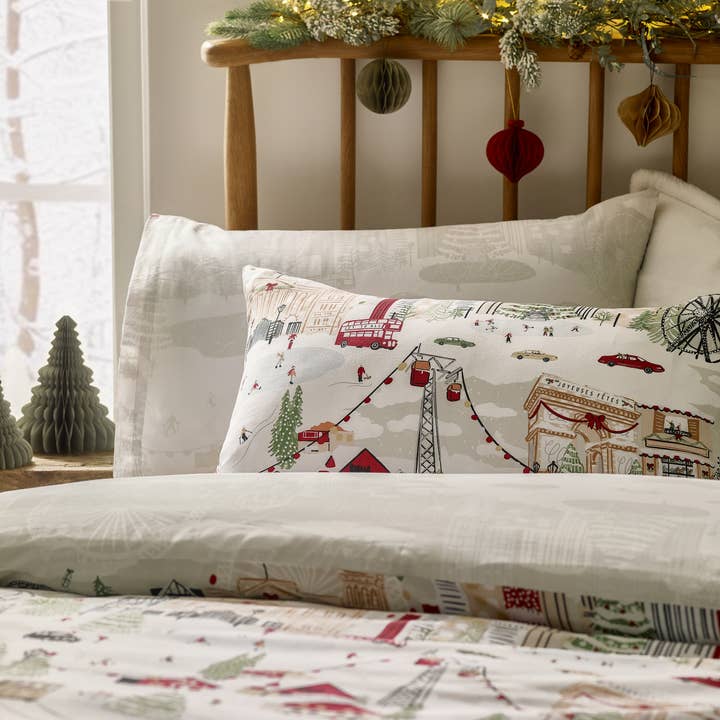 Snow Berry Joy To All Printed Duvet Cover Set Snow/Berry for wholesale on Faire1