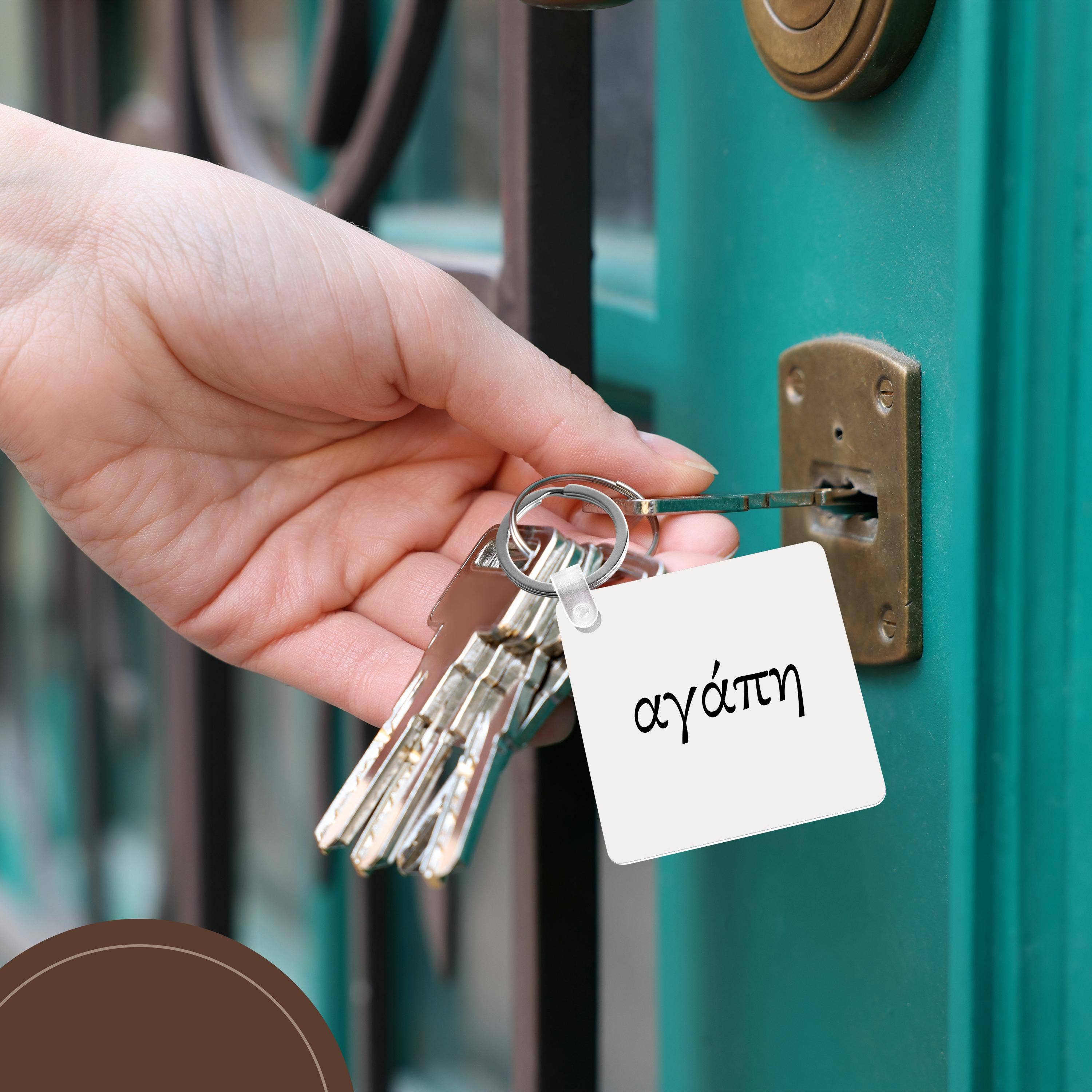 3dRose - Wholesale Keychain - Unisex - 3dRose, Agape, word for Love in Greek romantic world language, black text, Key Chain5