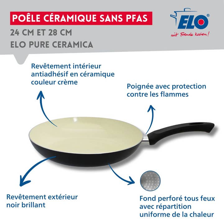 Elo - Wholesale Cooking Pot - 2 ceramic frying pans without PFAS, 24 cm and 28 cm2