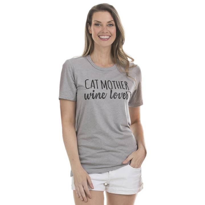 Cat Mother Wine Lover T-Shirts for wholesale by Katydid