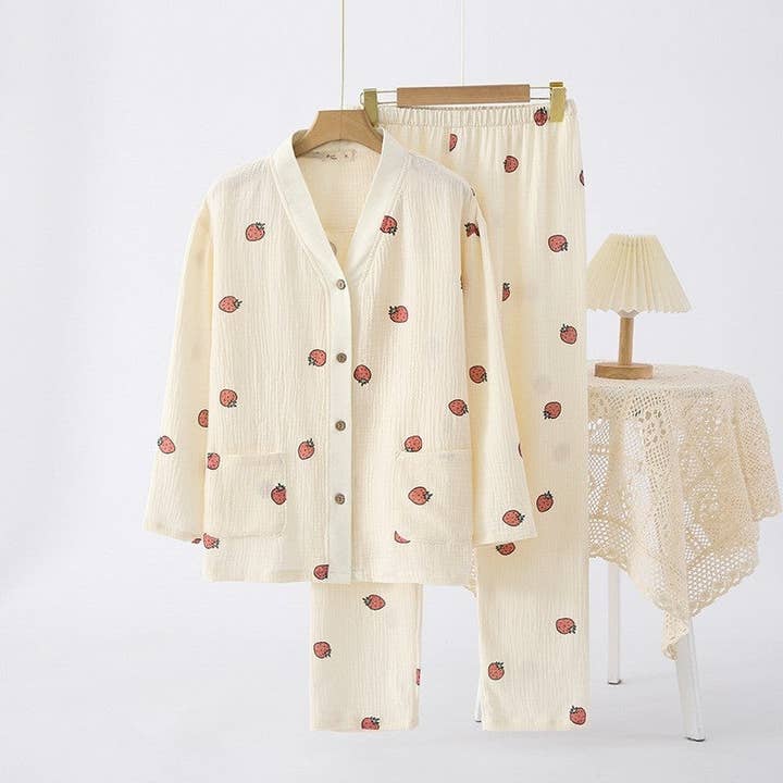 Sheer Trend - Wholesale Sleepwear set – Women's - Women's Floral Print Long Sleeve Pajama Set