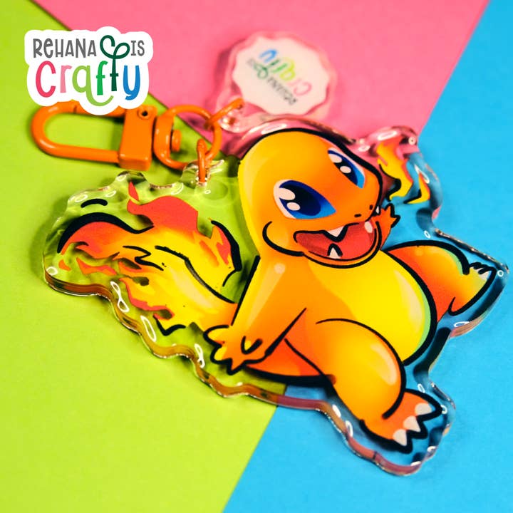 Charmander | Llavero acrílico para venta al por mayor de Rehana is Crafty