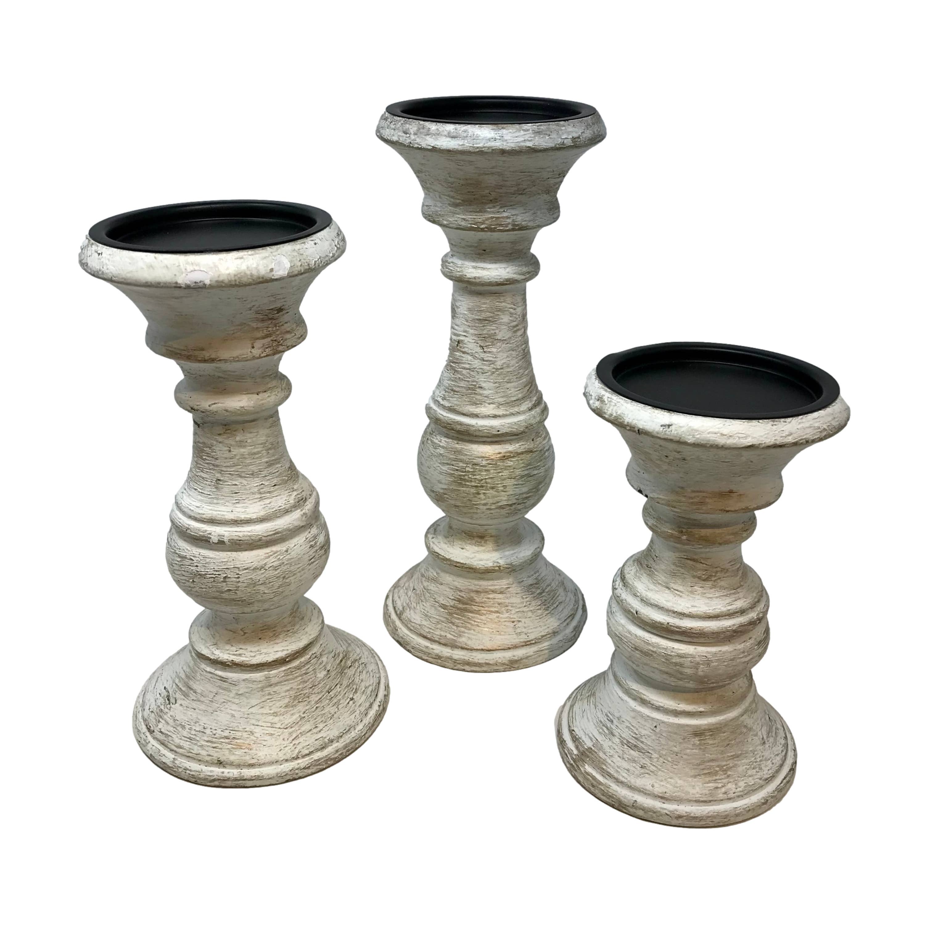 Wilco Home - Wholesale Candle Holder - Set/3 Solid Mango Wd Pillar Candleholders $19.95 Set8