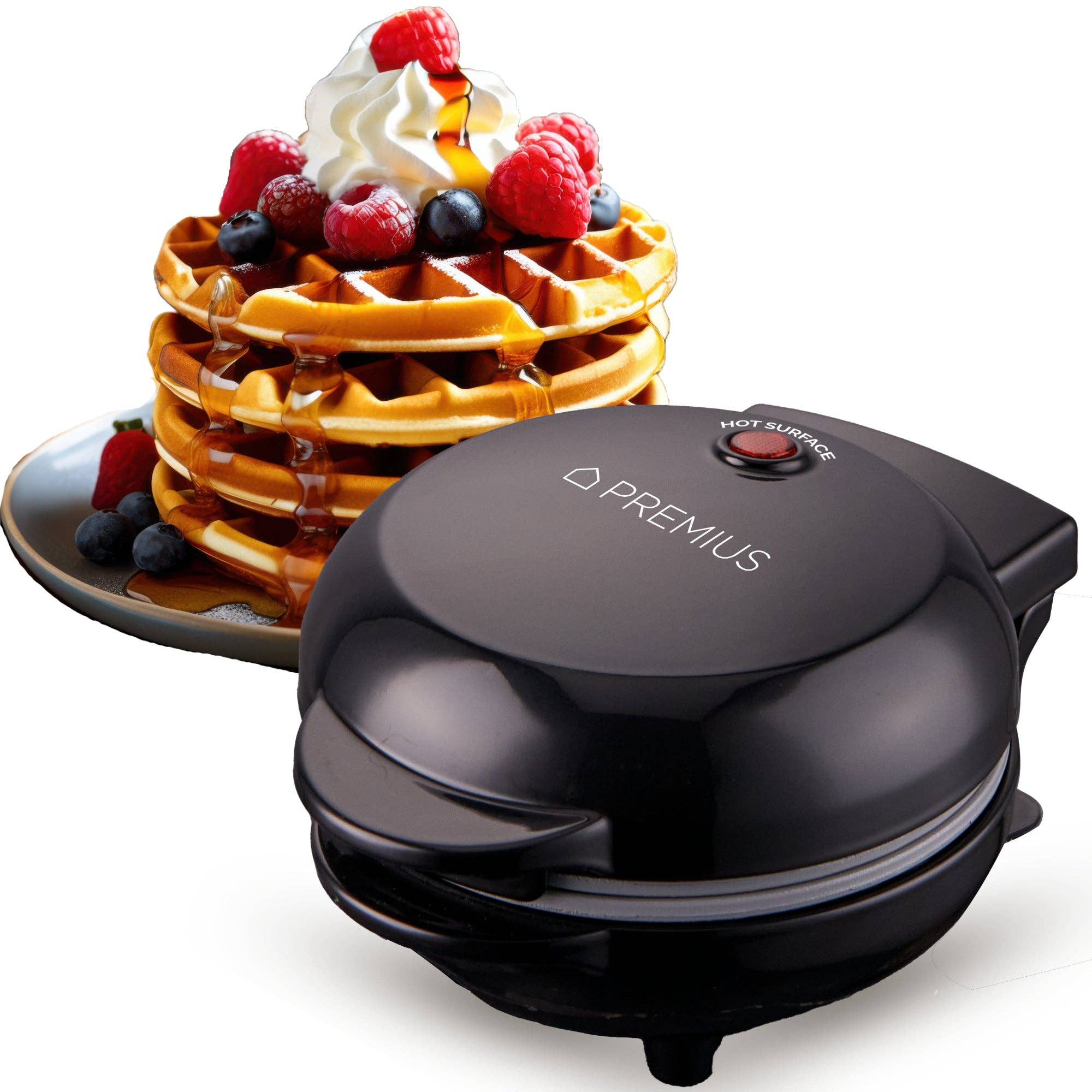 ShopBobbys - Wholesale Kitchen Appliance - PREMIUS Ceramic Non-Stick Mini Snack Waffle Maker, 4 Inch Mold7