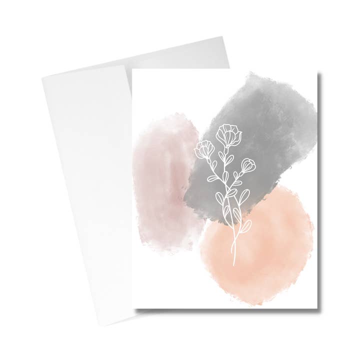 Biglietto di auguri con motivo floreale e macchie di vernice, bianco per la vendita all'ingrosso da parte di Western Fancies