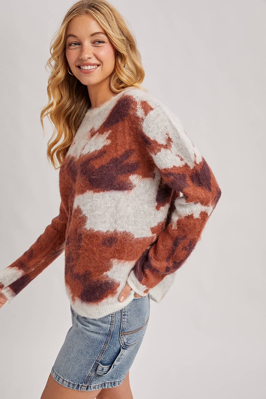Peace Love Line - Wholesale Knit Sweater - Women's - PL9026 - TIE-DYE FUZZY KNIT SWEATER PULLOVER3