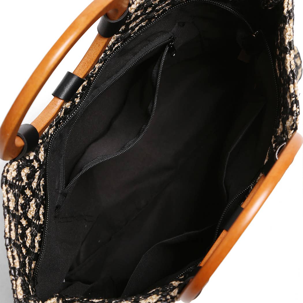 Fashion City - Wholesale Tote Bag - Women's - Wooden Round Handle Straw Tote Bag1