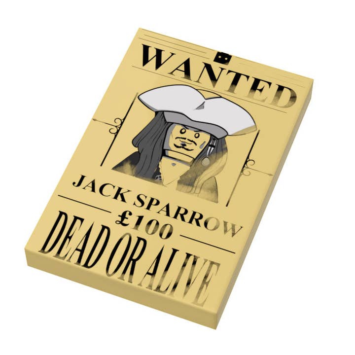B3 Customs – Engroshandel Bordpynt – Jack Sparrow Wanted plakat (2x3 flise) lavet ved hjælp af LEGO dele - B3 Customs
