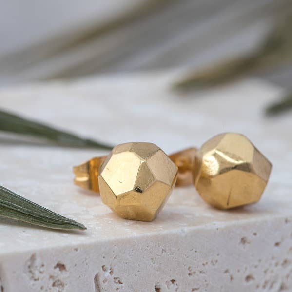 Meteorite stud earrings, gold for wholesale by Elin Horgan Jewellery