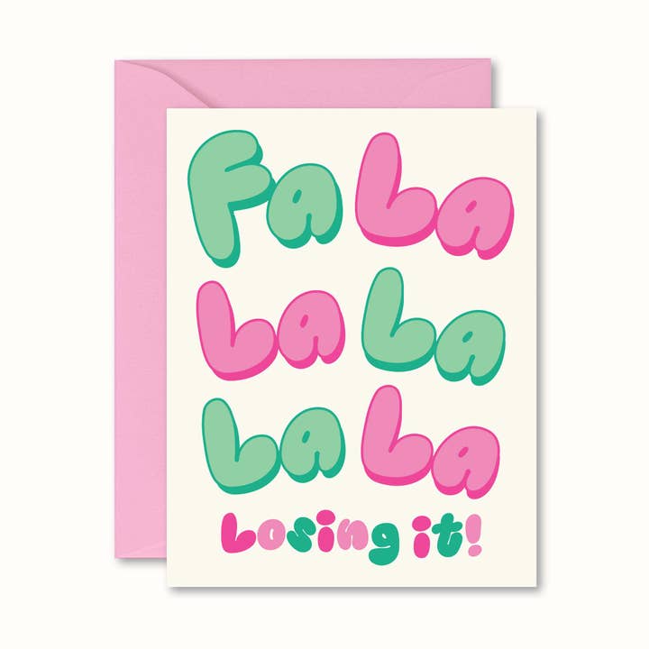 Fa La La Perdendo la Testa | Divertente Biglietto di Natale | Giocoso Biglietto Festivo per la vendita all'ingrosso da parte di No Yeah For Sure