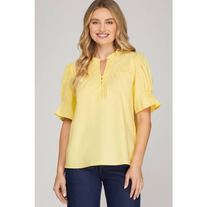 TOP DE MANGA SÓLIDA COM ELÁSTICO PARA MULHERES por atacado de Upmost