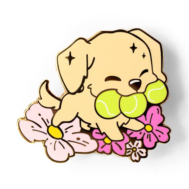 Golden Retriever Tennisballen Emaille Pin, vaderdagcadeau voor wholesale door Flair Fighter