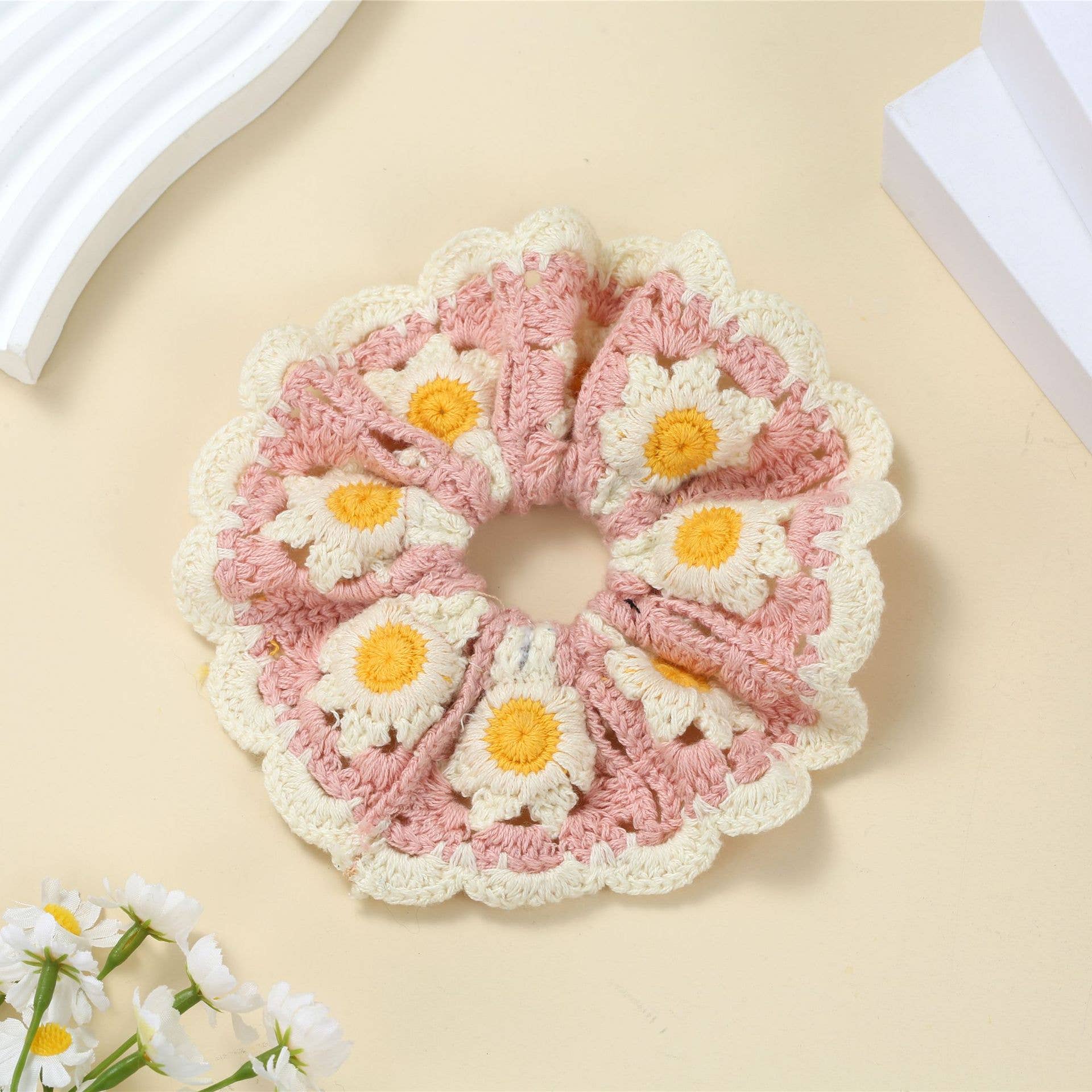 Tourtiwi - Wholesale Scrunchie - Women's - Boho Colorful Handmade Crochet Flower Hair Tie7