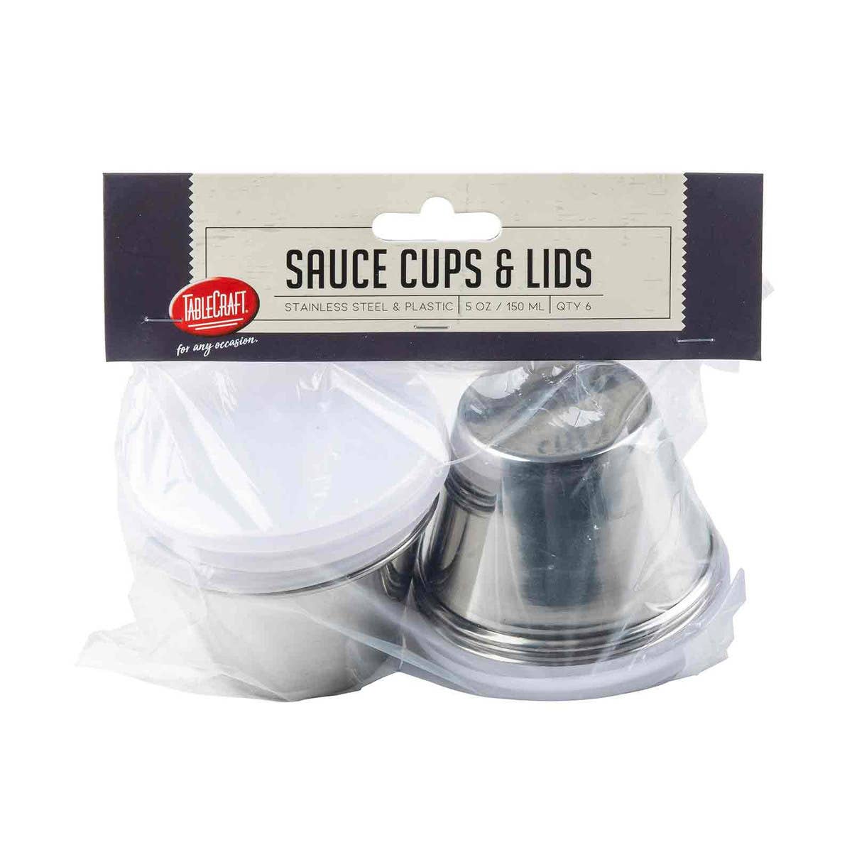 TableCraft Products Company - Wholesale Condiment/Dip Bowl - 5 oz Sauce Cups with Clear Lids, Pack of 61