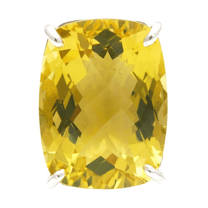 Vayo Pearls - Wholesale Cocktail/Statement Ring - 18 - 20 Ct Cushion Cut Yellow Topaz Stone Adjustable Cocktail Ring in US Size 7 in Silver Setting0