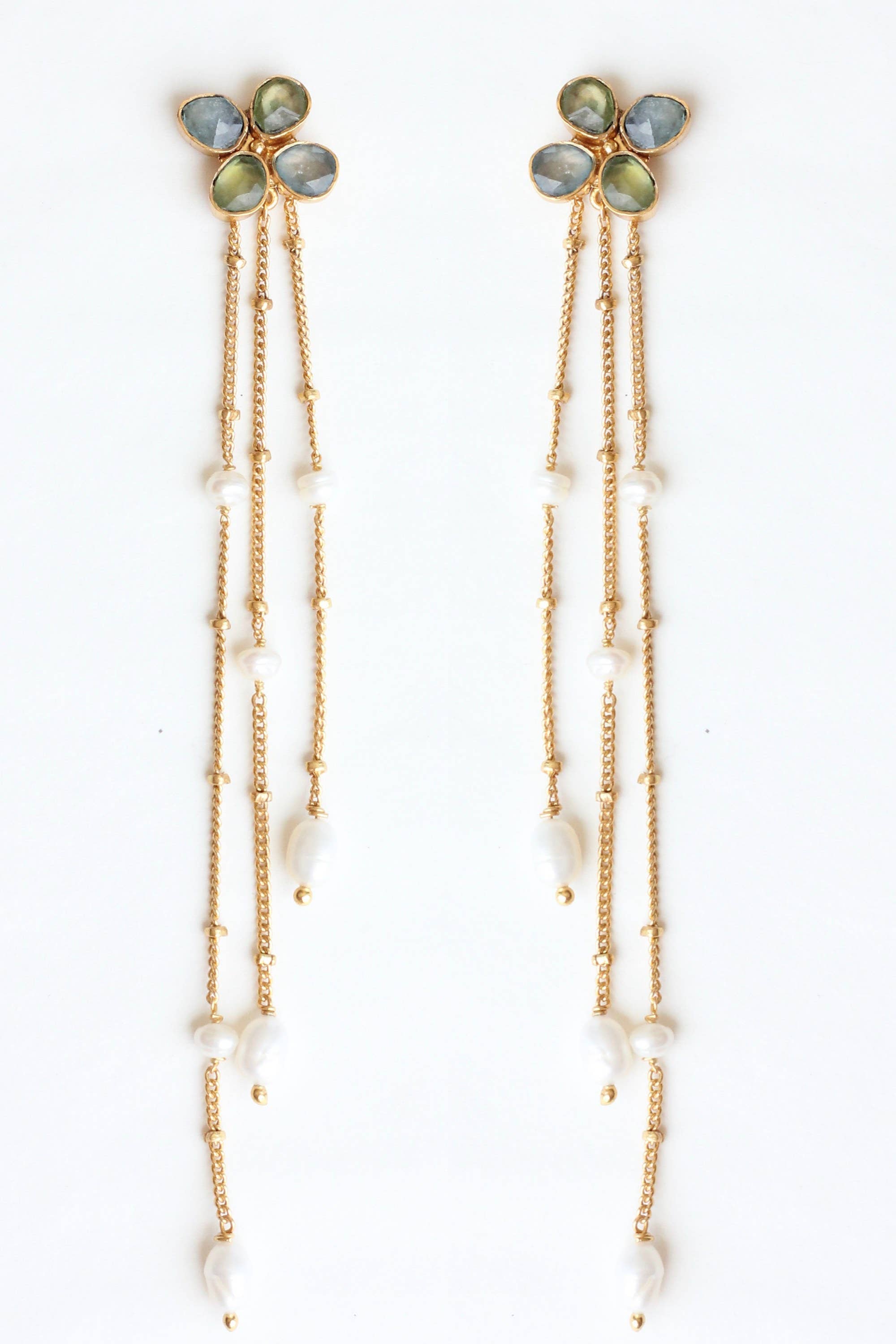 Ikkelele - Wholesale Dangle Earrings - Frangipani Aquamarine Earrings